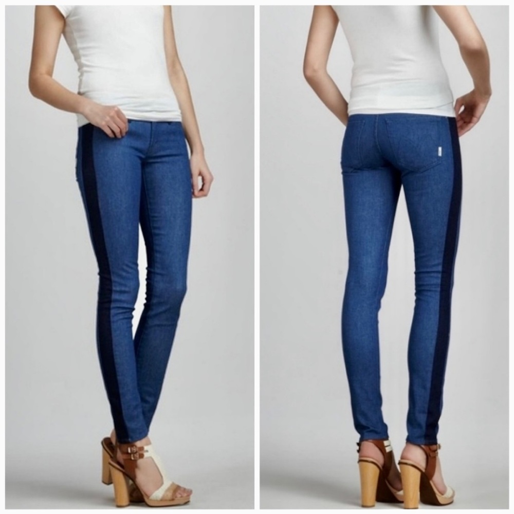 MOTHER COLORBLOCK LOOKER Two-Toned Skinny Jeans - Size 27